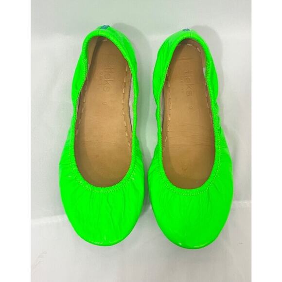 TIEKS Sz 9 Neon Galactic Green Ballet Flats Shoes - Picture 5 of 13